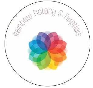 rainbow notary and nuptials logo