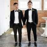 Two men in elegant wedding suits