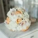 Colorful wedding bouquet on white background