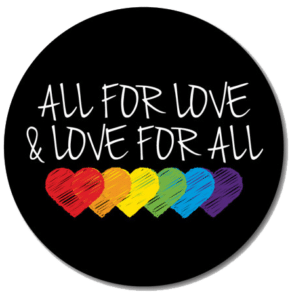 Equally Wed Pro Rainbow-themed wedding slogan: All for love and love for all