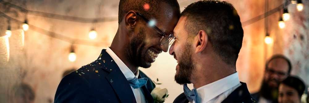 Same-sex couple at a wedding ceremony