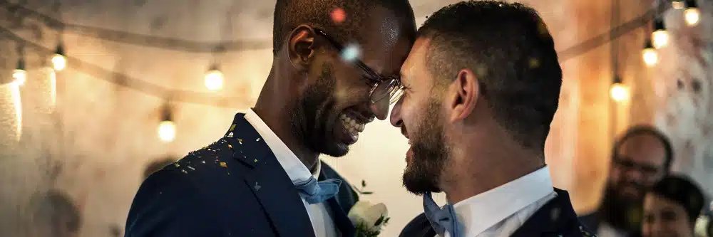 Same-sex couple at a wedding ceremony