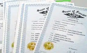 Florida apostille certificates with official seals.