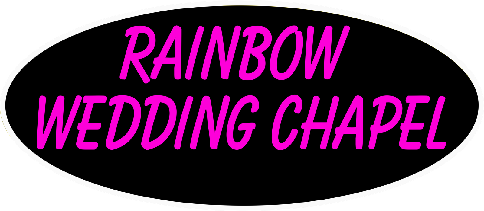 Colorful Rainbow Wedding Chapel sign.
