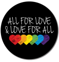 Rainbow-themed wedding slogan: All for love and love for all
