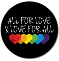 Rainbow-themed wedding slogan: All for love and love for all